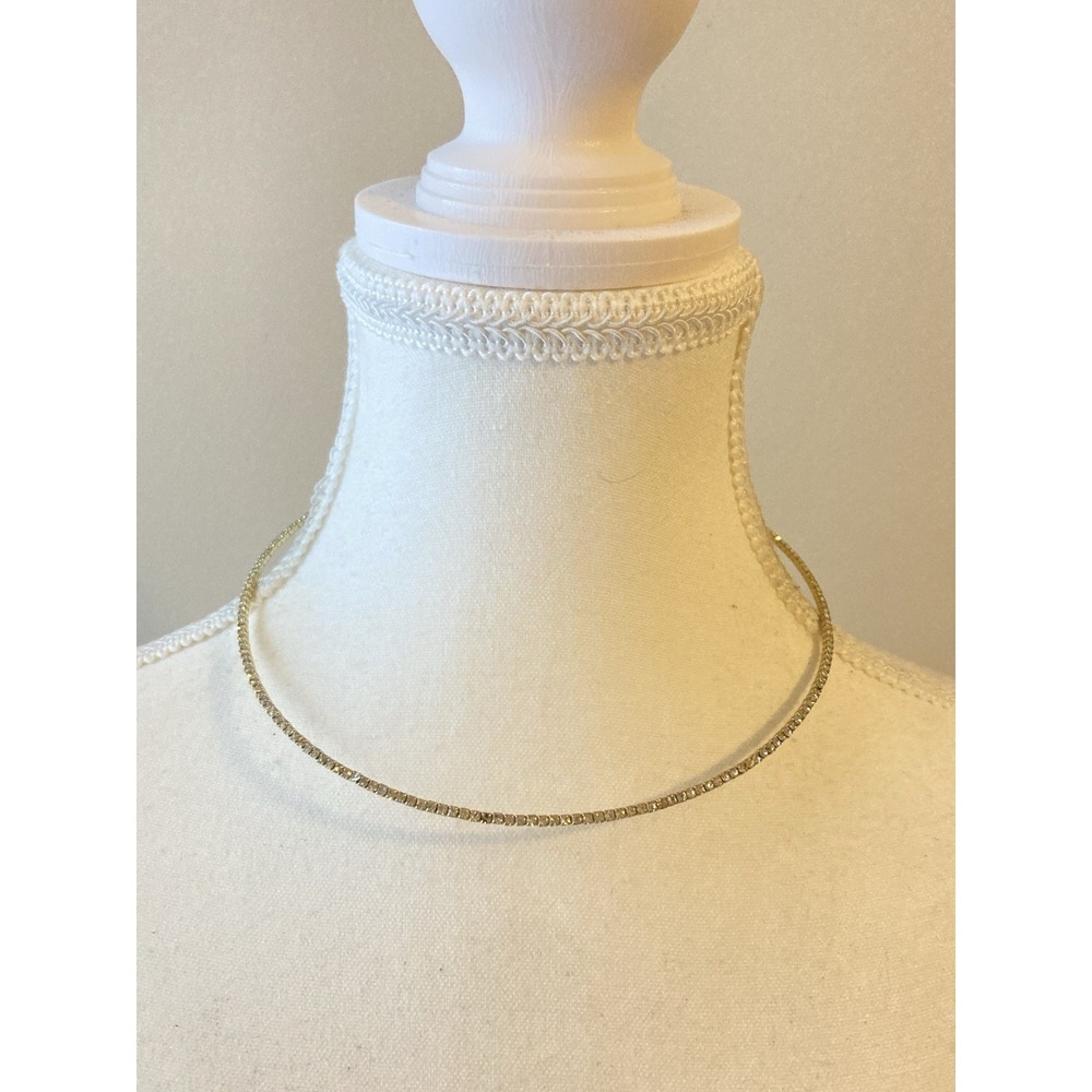 Gold Tone Rhinestone‎ Tennis Necklace Choker Sparkly Classic Bridal Lightweight